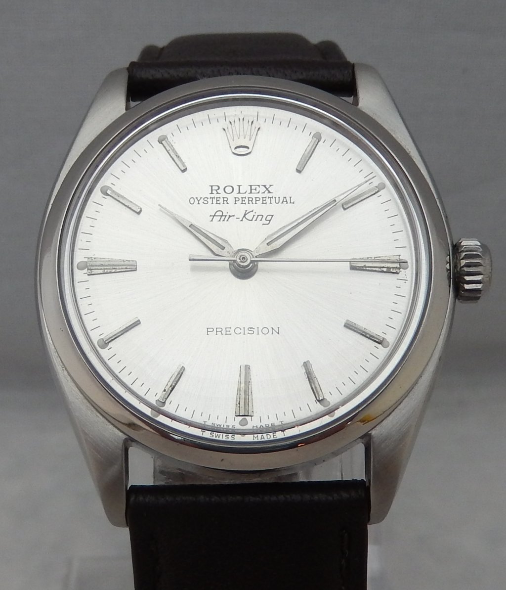 Rolex Oyster Perpetual AIR-KING 34mm Mens SS Watch On Lamb Leather ...