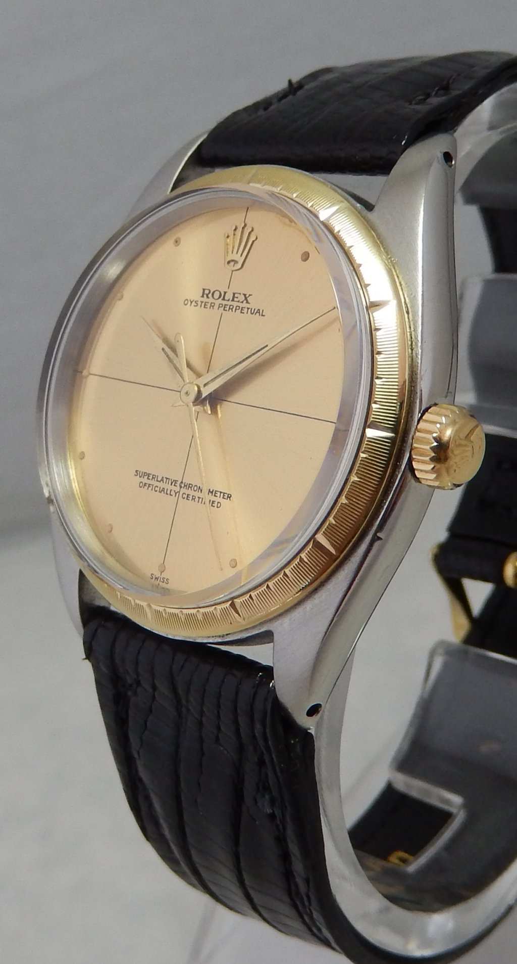 Details about Rolex Oyster Perpetual ZEPHYR 14k/ss Gold/SS Watch Cal 1560 Alligator Strap 1962